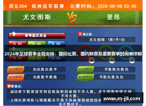 2024年足球赛事全程安排：国际比赛、国内联赛及重要赛事时间表详解